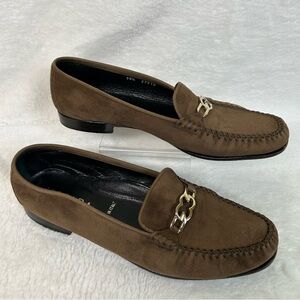 Escada Women's Shoes Size 8 Brown Leather Loafer Slip On Flats Italy